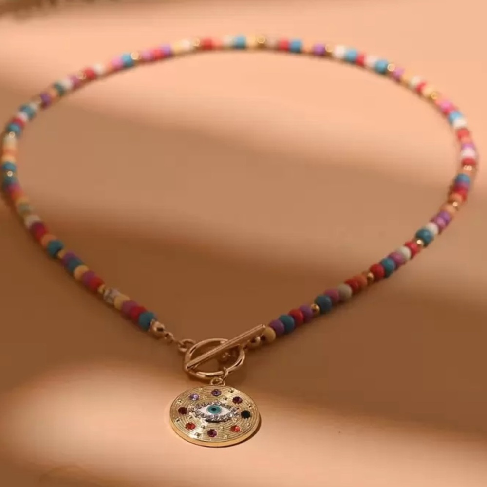 Multicolor evil eye Bead Necklace M709